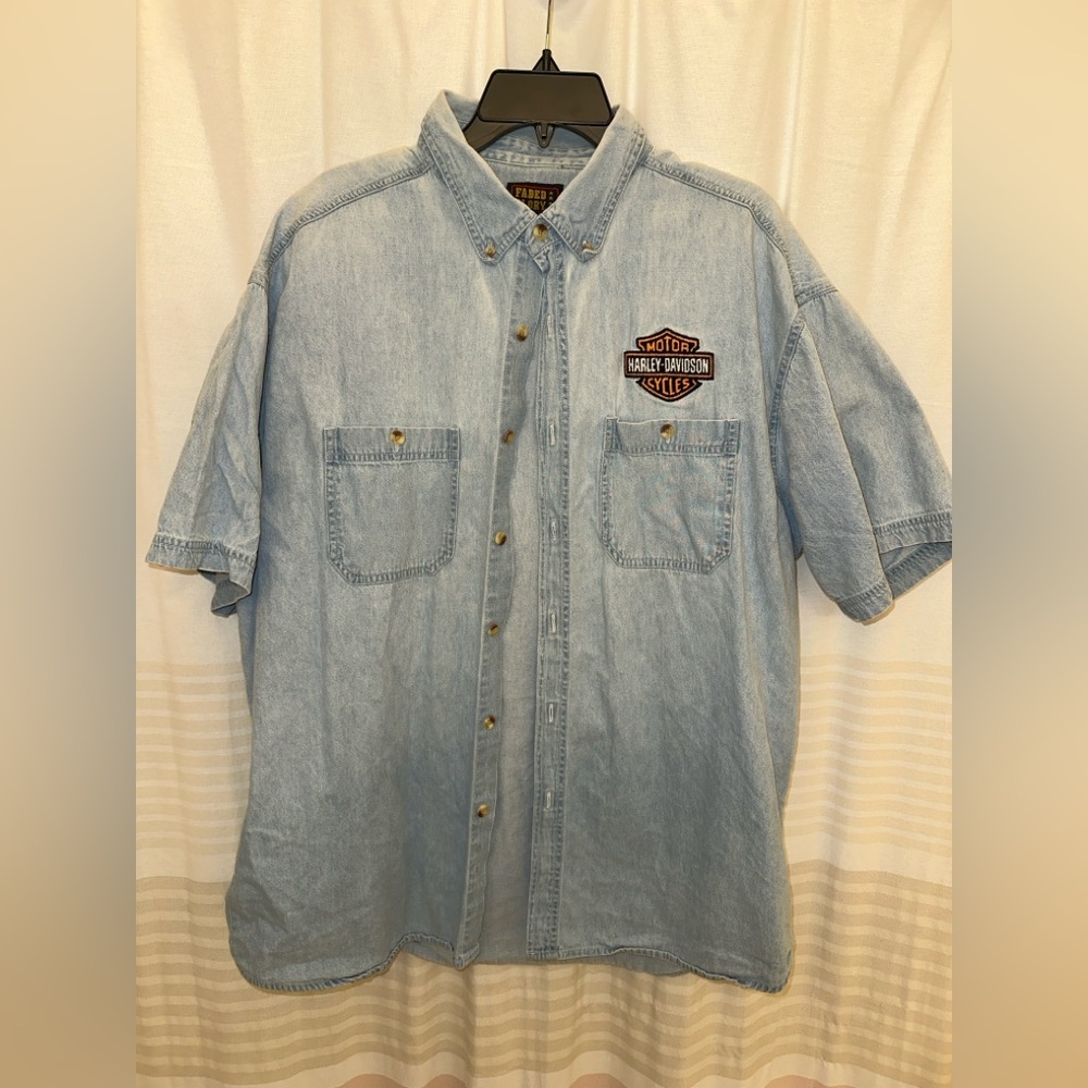 Vintage Faded Glory x Harley Davidson Denim shirt size XL